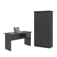 Jogo de Escritório com Mesa 120 Moema Preto Onix