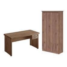Mesa 1200 com Armario 2 Portas Alpha Noce
