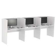 Mesa De Trabalho Call Center 3 Lugares Tripla Fechada - Branco