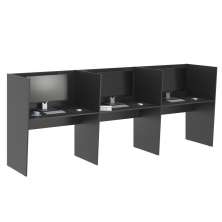 Mesa De Trabalho Call Center 3 Lugares Tripla Fechada - Preto