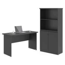 Mesa de Computador e Armario Japão Preto Onix