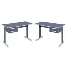 Mesa de Escritório Azul Escrivaninha com 2 Gavetas Boston