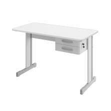 Mesa de Escritório Escrivaninha com 2 Gavetas Boston - Branco