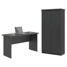 Mesa de Escritorio com Armário 2 Portas Pampulha Preto Onix
