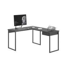 Mesa em L com 1 Gavetas Ferv Preto Onix
