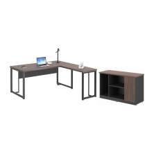 Mesa em L com Balcao Roxeon Freijó Preto