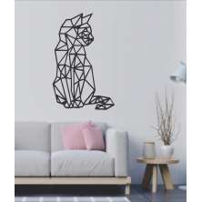 Decoração de Parede em Mdf - Gato Geométrico