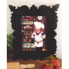 Quadro Decorativo Cozinheiro Gourmet Preto Unidade