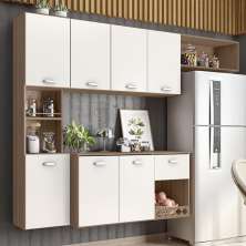 Armario Cozinha Suspensa 7 Portas e 1 Gaveta Mila Carvalho Oak/Off White