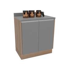 Balcão de Cozinha com Tampo Campanele 2 Portas Castanho e Cinza