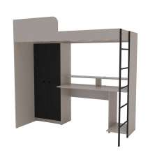 Cama Solteiro Multifuncional Konza 2 PT Cinza e Preta