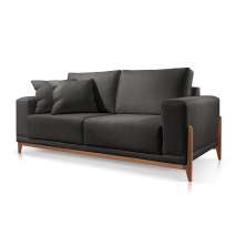 Sofá 2 Lugares Sala Estar Living Bellagio Linho Preto 1,9m