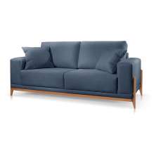 Sofá 3 Lugares Sala Estar Living Bellagio Suede Azul 2,10m