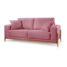 Sofá 3 Lugares Sala Estar Living Bellagio Suede Rose 2,10m