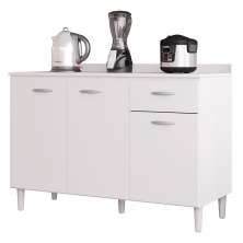 Balcão 120cm 3 Portas 1 Gaveta Branco  - Poquema