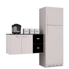 Balcão Aereo Julia com Tampo 2 Portas e 2 Gavetas Branco/Preto