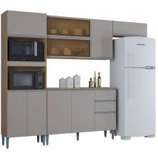 Cozinha Compacta 250 cm Balcao 705 Damasco Off White POQQ
