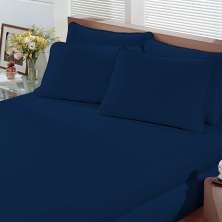 Lençol Malha Liso com Elástico Casal Azul Marinho Linha Cores Portallar