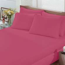 Lençol Malha Liso com Elástico Queen Rosa Chiclete Linha Cores Portallar 1 peça