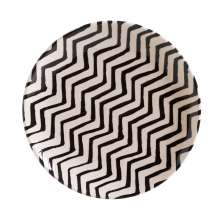 Prato de Sobremesa Chevron Branco e Preto