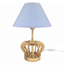 Abajur Coroa Dourada Cúpula Azul Quarto Bebê Infantil Menino