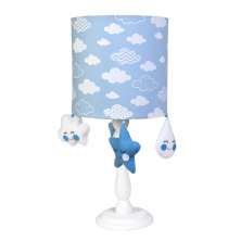 Abajur Madeira Chuva De Amor Azul  Quarto Bebê Infantil Menino