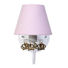 Arandela 1 Lâmpada Rosa Com Coroa Dourada Quarto Bebê Infantil Menina