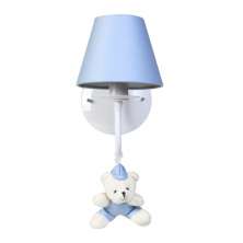 Arandela 1 Lâmpada Ursinho De Boné Azul Quarto Bebê Infantil Menino
