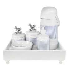 Kit Higiene Blanc Cavalinho Prata e Capa Quarto Bebê Infantil Menino