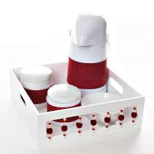 Kit Higiene Com Porcelanas E Capa Pedra Vermelha Quarto Bebê