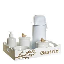 Kit Higiene Pássaros Com 6 Peças E Nome Do Bebê Quarto Bebê