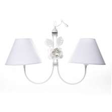 Lustre 2L Simples 2 Flores G Branco Quarto Bebê Infantil Menina Menino