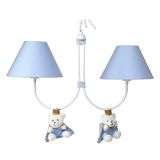 Lustre 2L Simples Com 2 Ursinhos PrÃ­ncipes Azul Quarto Bebê Infantil Menino
