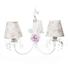 Lustre 3L Primavera Cristais 2 Flores G Rosa Quarto Bebê Infantil