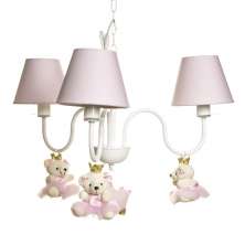 Lustre 3L Simples Com 3 Ursinhas Princesas Quarto Bebê Infantil