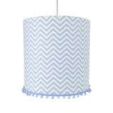 Lustre Tubular Pompom Chevron Azul Quarto Bebê Infantil Menino