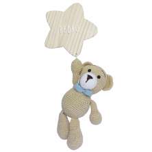 Porta Maternidade Estrela com Urso de Gravata Azul Quarto Bebê Infantil Menino