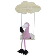 Porta Maternidade Nuvem Balança com Flamingo Quarto Bebê Infantil Menina