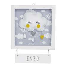 Porta Maternidade Quadro Acrílico Chuva de Amor Cinza Quarto Bebê Infantil Unissex