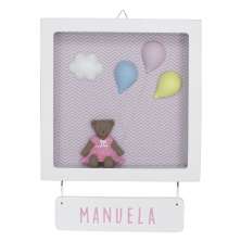 Porta Maternidade Quadro Acrílico Ursinha com Bexiga Quarto Bebê Infantil Menina