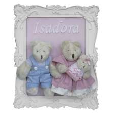 Porta Maternidade Quadro Família Urso com Bebê Menina Quarto Bebê Infantil