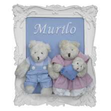Porta Maternidade Quadro Família Urso com Bebê Menino Quarto Bebê Infantil