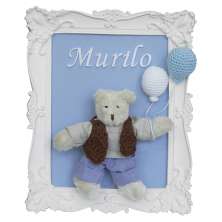 Porta Maternidade Quadro Urso e Bexigas Quarto Bebê Infantil Menino