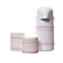 Potes E Garrafa Com Capa Rosa Quarto Bebê (Conj. 3 Peças)