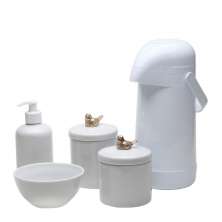 Potes, Garrafa, Molhadeira e Porta Álcool-Gel Passarinho Dourado Quarto Bebê Infantil