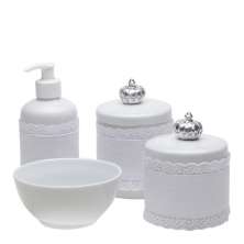 Potes, Molhadeira e Porta Álcool-Gel Com Capa Coroa Prata Quarto Bebê Infantil Menina Menino