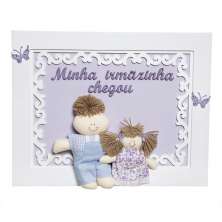 Quadro Arabesco Menino Com Irmãzinha Lilás Quarto Bebê Menina Menino