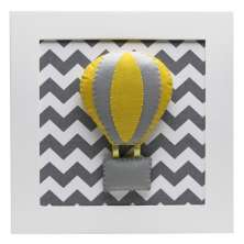 Quadro Decorativo Balão Chevron Cinza Quarto Bebê Infantil Menina Menino