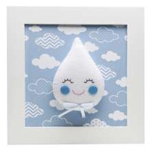 Quadro Decorativo Gota Com Carinha Azul Quarto Bebê Infantil Menino