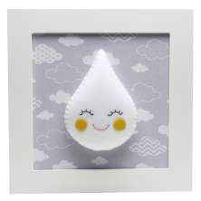 Quadro Decorativo Gota Com Carinha Cinza Quarto Bebê Infantil Menina Menino